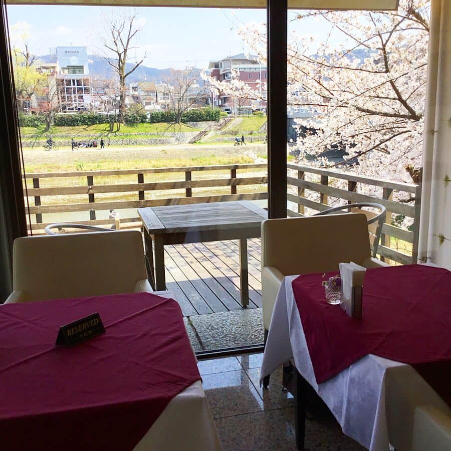 のインスタグラム：「. . こんにちは サロンドロワイヤル京都店でございます。 . 京都は桜が満開となり華やかな街並みとなりました🌸✨ 本日は気候も良く、お外はお花見日和となっております☀️ 当店は席数が限られていますが、桜を見ながら川床での喫茶スペースもございます！🌸 . 京都店限定のケーキやマカロン、ボンボンショコラを召し上がりながらゆったりと過ごされるのはいかがでしょうか🍰☕️ . スタッフ一同、心よりお待ち申し上げております。 . . #サロンドロワイヤル京都##サロンドロワイヤル #京都#京都スイーツ#ボンボンショコラ#京都カフェ#チョコレートショップ#ショコラトリー#パティスリー#カフェ#cafe#cake#sweet#チョコレート#チョコ #ショコラ#chocolate#chocolatier#salonderoyal#kyoto#japan#桜#満開#お花見#マカロン#cherryblossom」