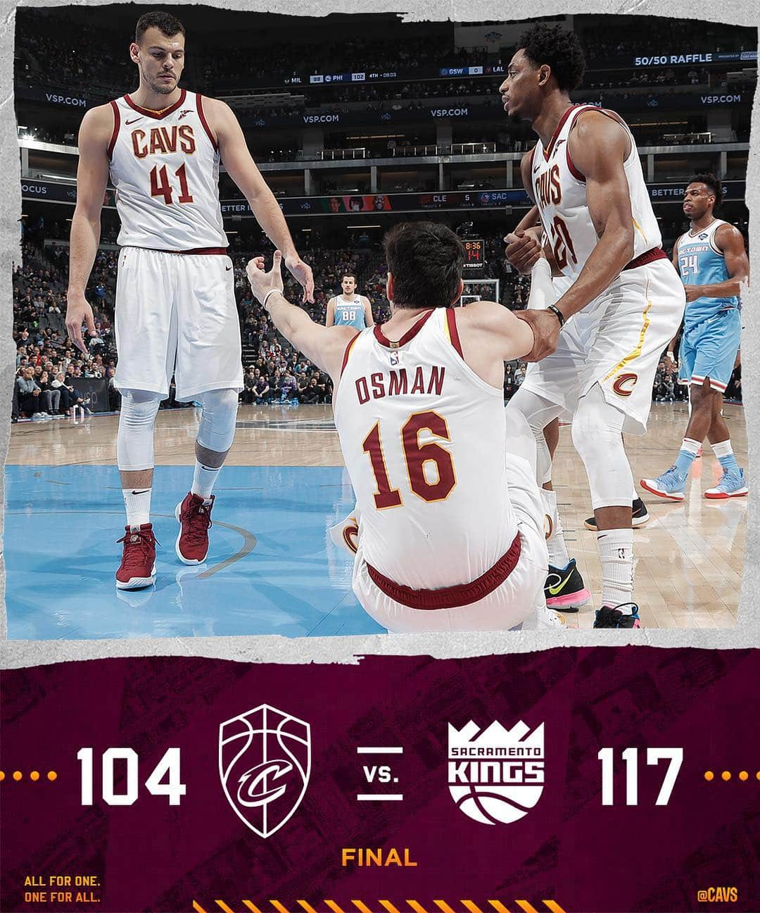 キャブスさんのインスタグラム写真 - (キャブスInstagram)「Five Cavs scored in double-figures tonight: Clarkson: 22 pts Sexton: 19 pts Osman: 17 pts Zizic: 14 pts, 10 reb Nance Jr: 11 pts, 16 reb  Last stop on the road trip: San Francisco  #BeTheFight」4月5日 13時16分 - cavs