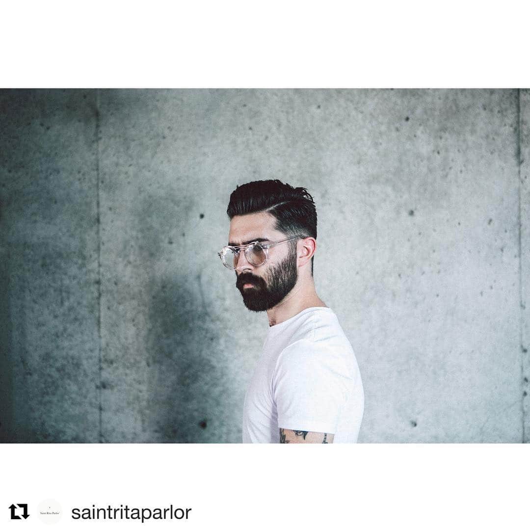 のインスタグラム：「#saintritaparlor . #Repost @saintritaparlor with @get_repost ・・・ Chris | @chrisjohnmillington in our clear Porter-Crain frames with optical clip.  Photograph by Dan | @danielnjohnson at the Los Angeles Convention Center in downtown LA.  #florissantcollection #wearesaints #eyewear #DTLA #losangeles #california #conceptdesign #productdesign」