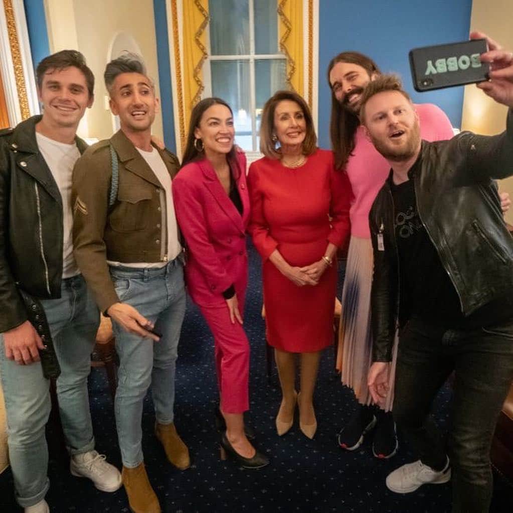 CNNさんのインスタグラム写真 - (CNNInstagram)「Can you believe? Visitors to Capitol Hill on Thursday almost couldn’t when the cast of "Queer Eye," the Netflix reality makeover show, paid a visit to lawmakers. @antoni, @jvn, @bobbyberk & @tanfrance came to drum up support for the proposed #EqualityAct, which would bar discrimination based on gender identity, sex and sexual orientation by expanding the 1964 Civil Rights Act. They had a meet-and-greet — and a few selfies — with House Speaker Nancy Pelosi and Democratic Rep. Alexandria Ocasio-Cortez of New York, as well as meeting House Majority Leader Steny Hoyer, D-Maryland, Rep. Pramila Jayapal, a Washington state Democrat, and Democratic Rep. Judy Chu of California. (📸: @speakerpelosi / @repjayapal / @tanfrance / @jvn)」4月5日 14時27分 - cnn