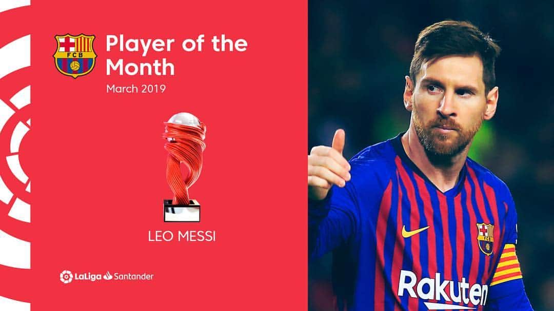 LFPさんのインスタグラム写真 - (LFPInstagram)「@leomessi is the LaLiga Santander Player of the Month for March! 💙🏆❤️ • #Messi #Barça #LaLiga #LaLigaSantander #MVP #March」4月5日 18時59分 - laliga