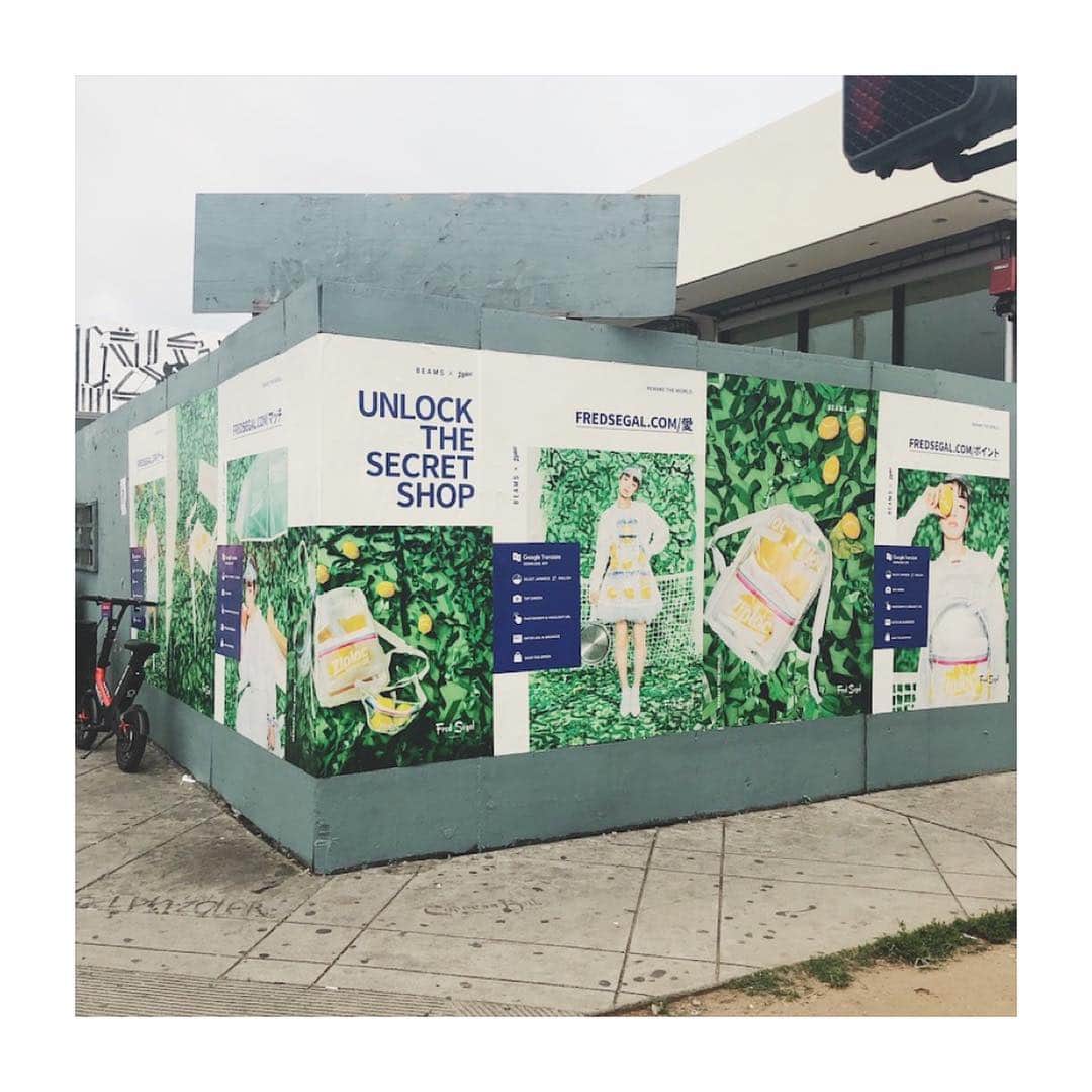 花盛友里のインスタグラム：「I’m super excited to announce that I shot for @fredsegal and @beams_couture.  And the posters are on the wall of LA !!!!!! . Thank you sooooooo much for having me for this incredible project!!! . I wanna thank @beams_couture @fredsegal @kyontokio @romiromicco @yokota_mayuu @ziploc and Matt and meg !!!!!」