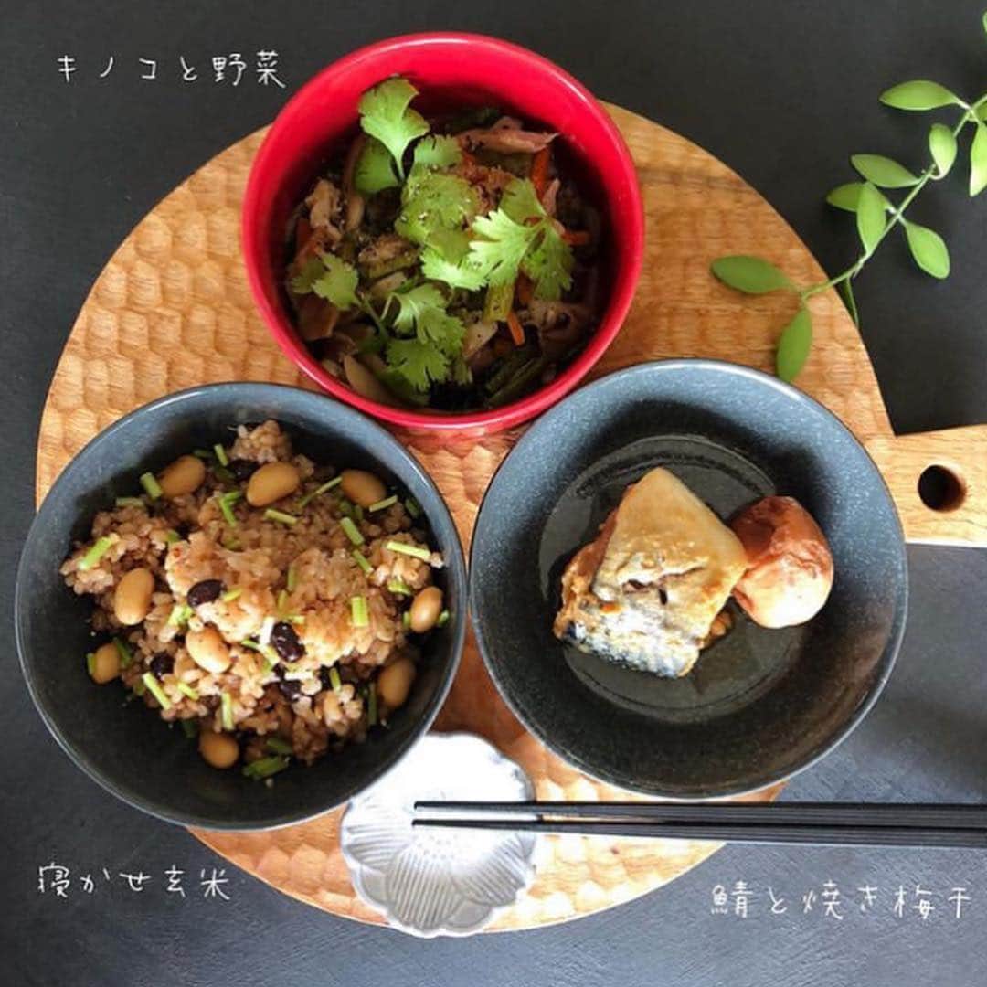 なでしこ健康生活さんのインスタグラム写真 - (なでしこ健康生活Instagram)「Repost from @shin_style_jp) ・ ・ #今日の昼ごはん 寝かせ玄米 大豆とパクチーの軸 舞茸とシメジと野菜炒めパクチーのせ 鯖味噌煮と焼き梅干 ・ 美味しかったぁ💕 #ごちそうさま ・ ・ ・  #ダイエット#アラフィフダイエット#インスタダイエット#食育#食トレ#筋トレ女子#減量#減量食#腸内環境#腸活#腸内フローラ#おうちごはん#トレーニングフード#ダイエッター#健康マニア#食生活改善#食生活アドバイザー#ロジカルクッキング#時短料理#発酵食品#発酵食品生活#酵素玄米#発酵玄米#発芽玄米#器好き#なでしこ健康生活#ヘルシーライフ#ひるごはん」4月6日 6時27分 - nadeshiko_healthy_life