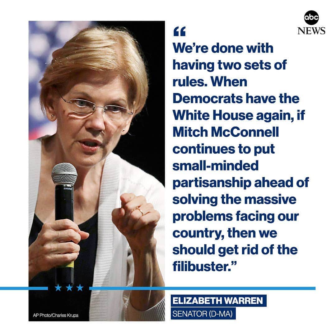 ABC Newsさんのインスタグラム写真 - (ABC NewsInstagram)「Sen. Elizabeth Warren is escalating her call for Democrats to end the 60-vote requirement for many major bills to clear the Senate if her party wins the White House and Republicans try to block their agenda. #politics #elizabethwarren #congress #2020 #election」4月5日 23時35分 - abcnews