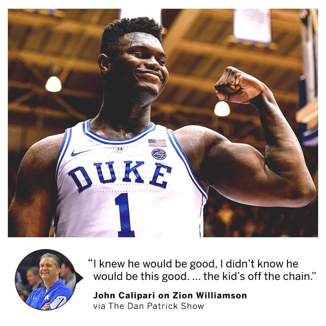 espnさんのインスタグラム写真 - (espnInstagram)「Even Coach Cal didn't think Zion would be this good.」4月6日 8時21分 - espn