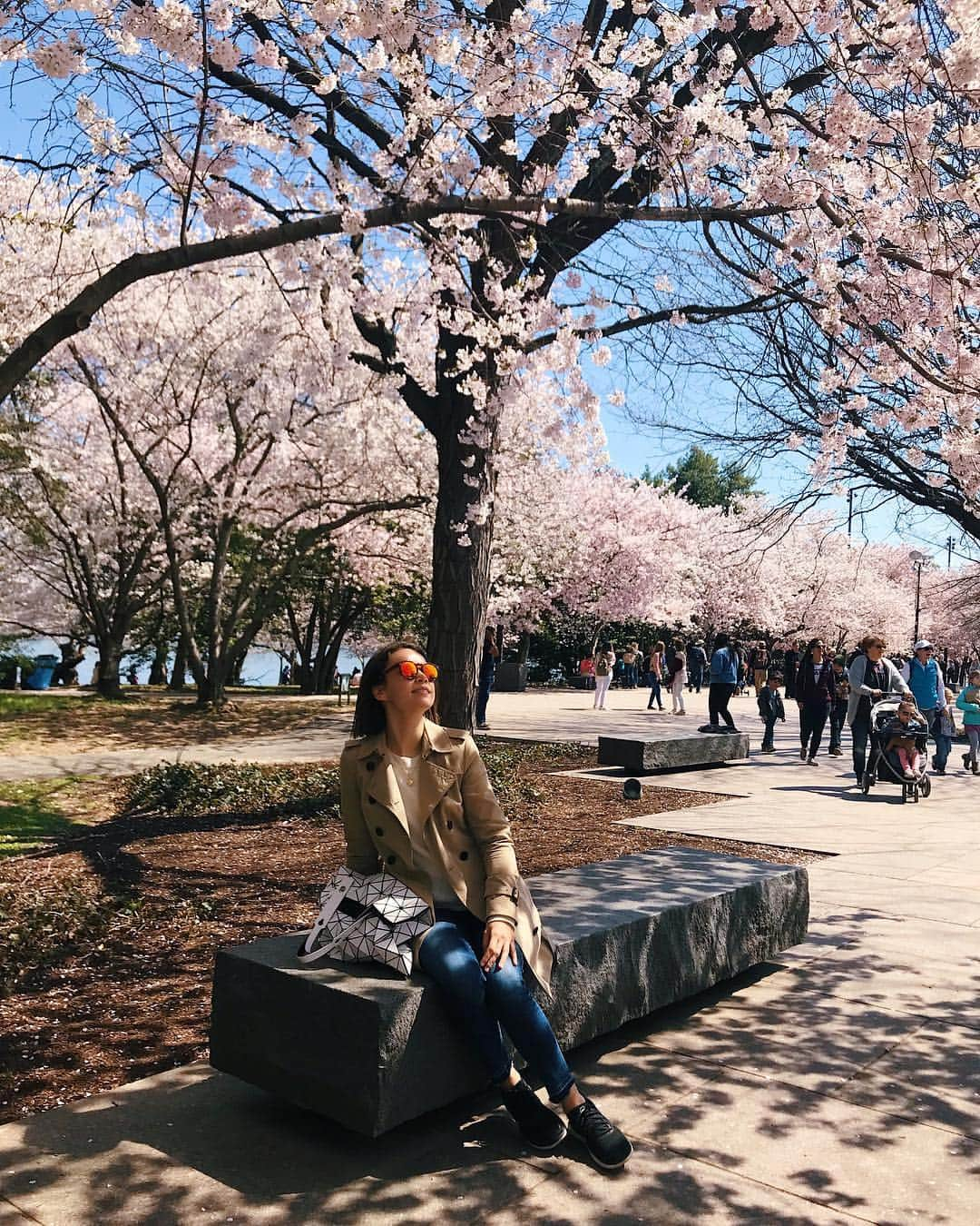 イングリッド・ニールセンさんのインスタグラム写真 - (イングリッド・ニールセンInstagram)「Took the train down to D.C. this week to cross off something from my bucket list AND my mom’s. We’ve talked about seeing the cherry blossoms in spring for years and we finally made it happen! I can’t believe we got to see them in full bloom on the most perfect, blue sky day. They are 100% worth the hype and 110% good for the soul. 😍🌸💕」4月7日 1時27分 - ingridnilsen