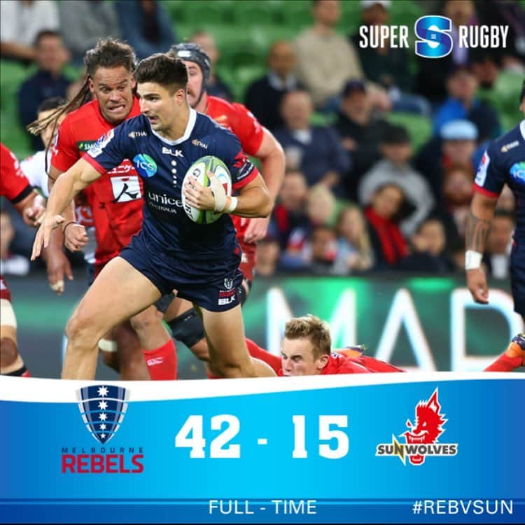 Super Rugbyさんのインスタグラム写真 - (Super RugbyInstagram)「FULL TIME - The Rebels have taken an outright lead in the Australian conference with a big win over the Sunwolves.  #REBvSUN #SuperRugby」4月6日 19時35分 - superrugby