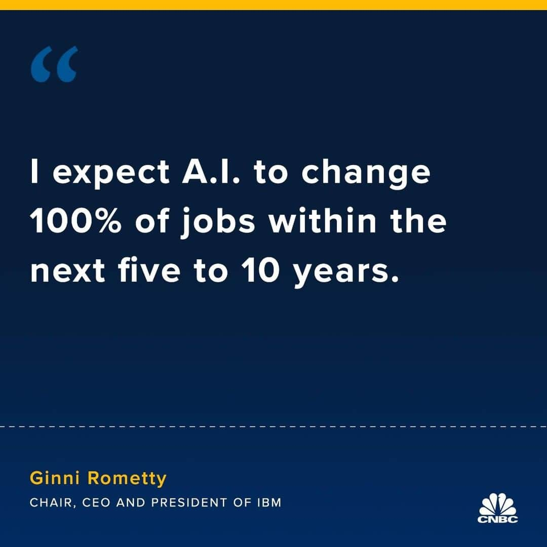 CNBCさんのインスタグラム写真 - (CNBCInstagram)「IBM CEO Ginni Rometty has a powerful message for workers and employers in all strata of society: The Fourth Industrial Revolution is underway and it is shaping up to be one of the most significant challenges and opportunities of our lifetime. We are already seeing jobs, policies, industries and entire economies shifting as our digital and physical worlds merge.⁣ ⁣ Do you agree with Ginni Rometty?⁣ ⁣ You can read more on what the CEO of IBM thinks about A.I., at the link in bio.⁣ ⁣ *⁣ *⁣ *⁣ *⁣ *⁣ *⁣ *⁣ *⁣ ⁣ #GinniRometty #IBM #CEO #FemaleLeaders #FemaleCEO #AI #Tech #Personnel #CNBCatwork #Industry #Employee #Jobs #Policy #Economy #Digital #Technology #Quote #Quoteoftheday #Quotestagram #CNBC」4月6日 20時13分 - cnbc