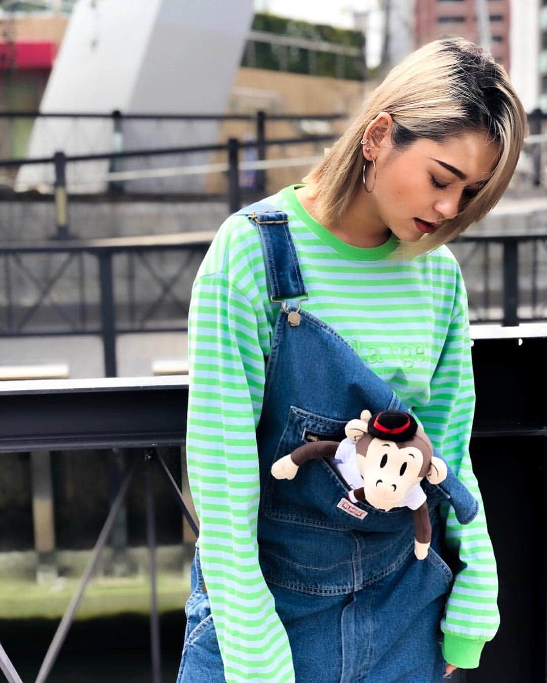 のインスタグラム：「STYLE @iti_aya L/S EMBROIDERY BORDER TEE ¥8,000＋TAX --- @xlargejp  #xlarge #xlargejp #xlarge_snap #xlosaka」