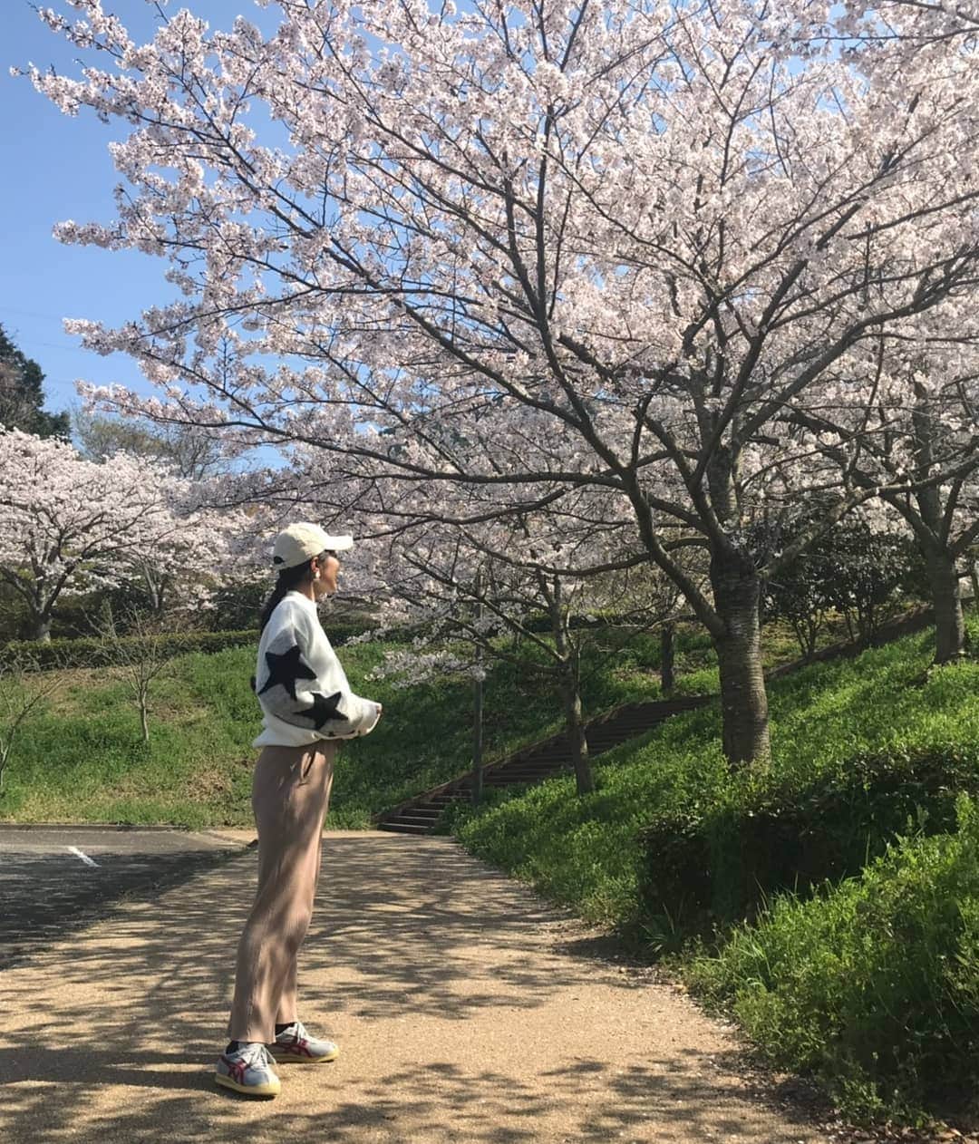 岩野理沙さんのインスタグラム写真 - (岩野理沙Instagram)「遊んだ🐈❤️ #桜  #春  #spring  #佐野植物公園  #oita  #草すべり  #滑り台  #追いつけなかった  #Flower  #さぼてん」4月6日 22時17分 - risaiwano