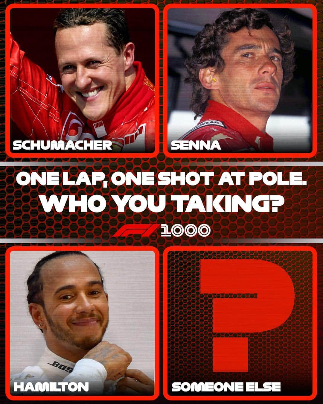 F1さんのインスタグラム写真 - (F1Instagram)「Go on then: Who’s your King of Quali? . #Race1000 #F1 #Formula1 #Senna #Schumacher #LewisHamilton #Vote」4月6日 22時47分 - f1