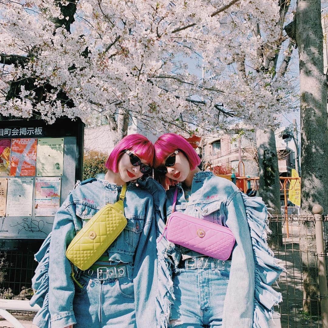 AYAさんのインスタグラム写真 - (AYAInstagram)「🌸🌸🌸🌸spring Ⓜ️ood🌸🌸🌸🌸 ずっとずっと1番好きな季節 今でも年中さんの時に大好きなおばあちゃんと母と最後に見た浜松城公園の桜、6年間通った小学校の桜坂が私の大切な大切な春の思い出、何年経っても上書きされないな💐 みんなはどんな春過ごしてますか。 やっと春らしくなってきて嬉しいね。 今年はどんな春になるかな🍀  bag&sunglasses @versace ❤️ #spring」4月6日 23時07分 - ayaxxamiaya