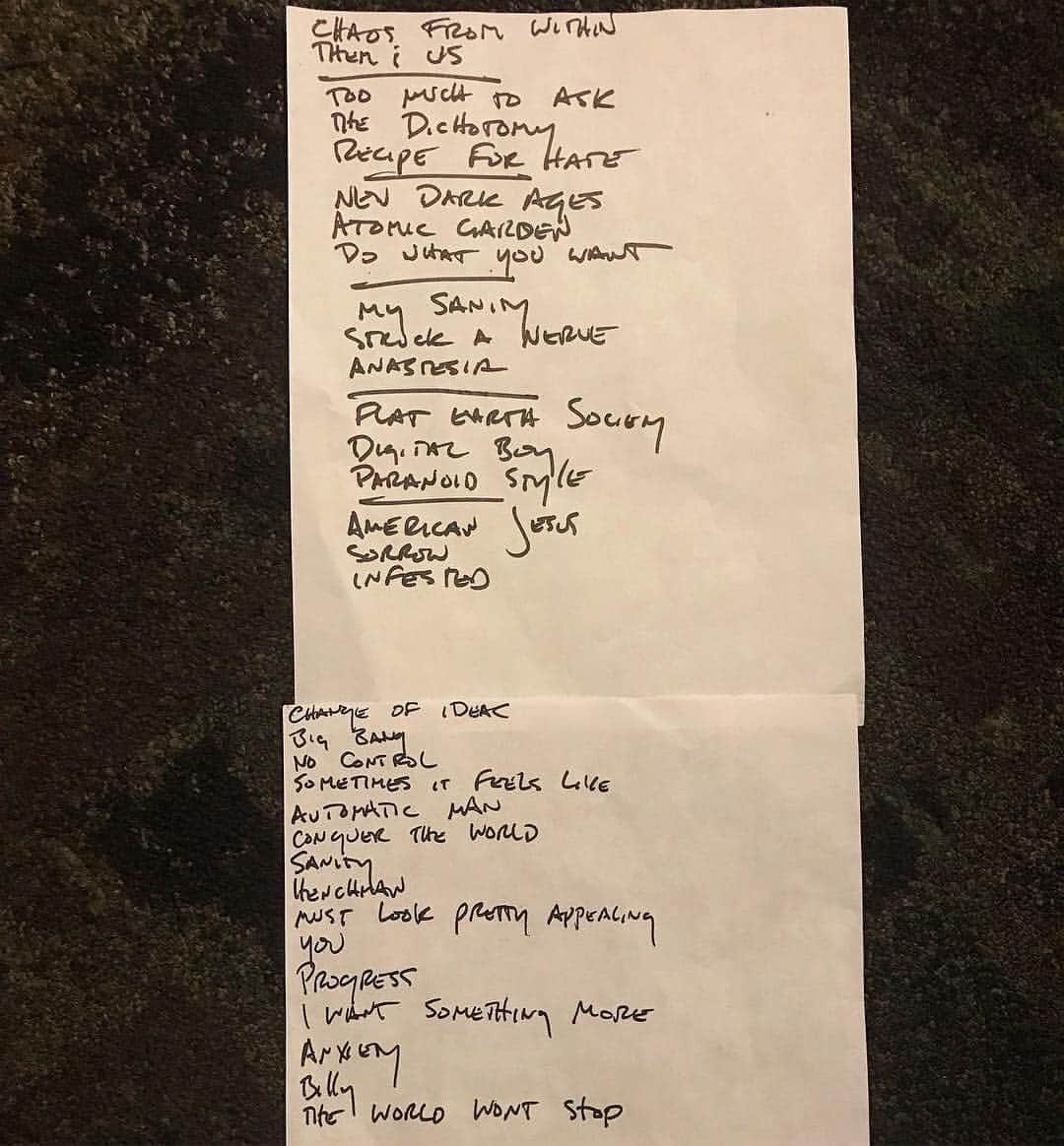 Bad Religionさんのインスタグラム写真 - (Bad ReligionInstagram)「Set list from last night @jaybentleys」4月7日 0時06分 - badreligionband