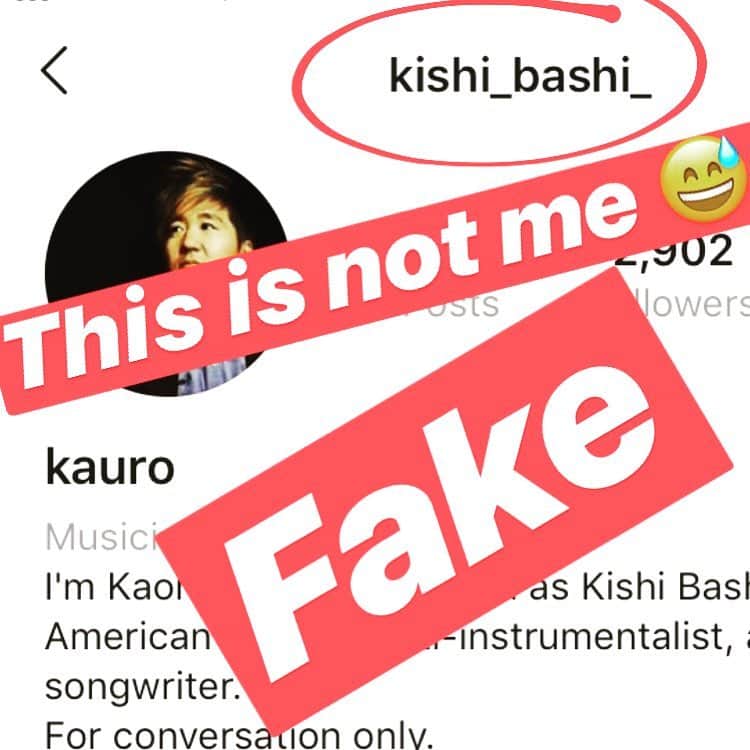 Kishi Bashiさんのインスタグラム写真 - (Kishi BashiInstagram)「A little mortified and flattered that somebody would impersonate me. Also a little curious about what conversations people have had with “me”. Definitely don’t send nudes or 💰 to @kishi_bashi_ 😅」4月7日 0時21分 - kishi_bashi