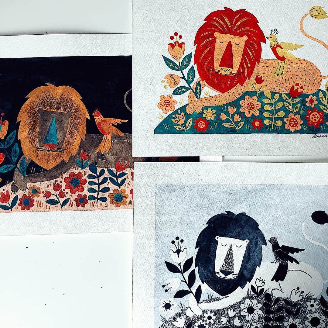 Dinara Mirtalipovaさんのインスタグラム写真 - (Dinara MirtalipovaInstagram)「Speaking of lions, I’ve been working on an exciting art project for @akronartmuseum, it will be part of their upcoming exhibition and I will post about it soon.  P.s. which color way do you prefer? #akronartmuseum」4月7日 4時44分 - mirdinara