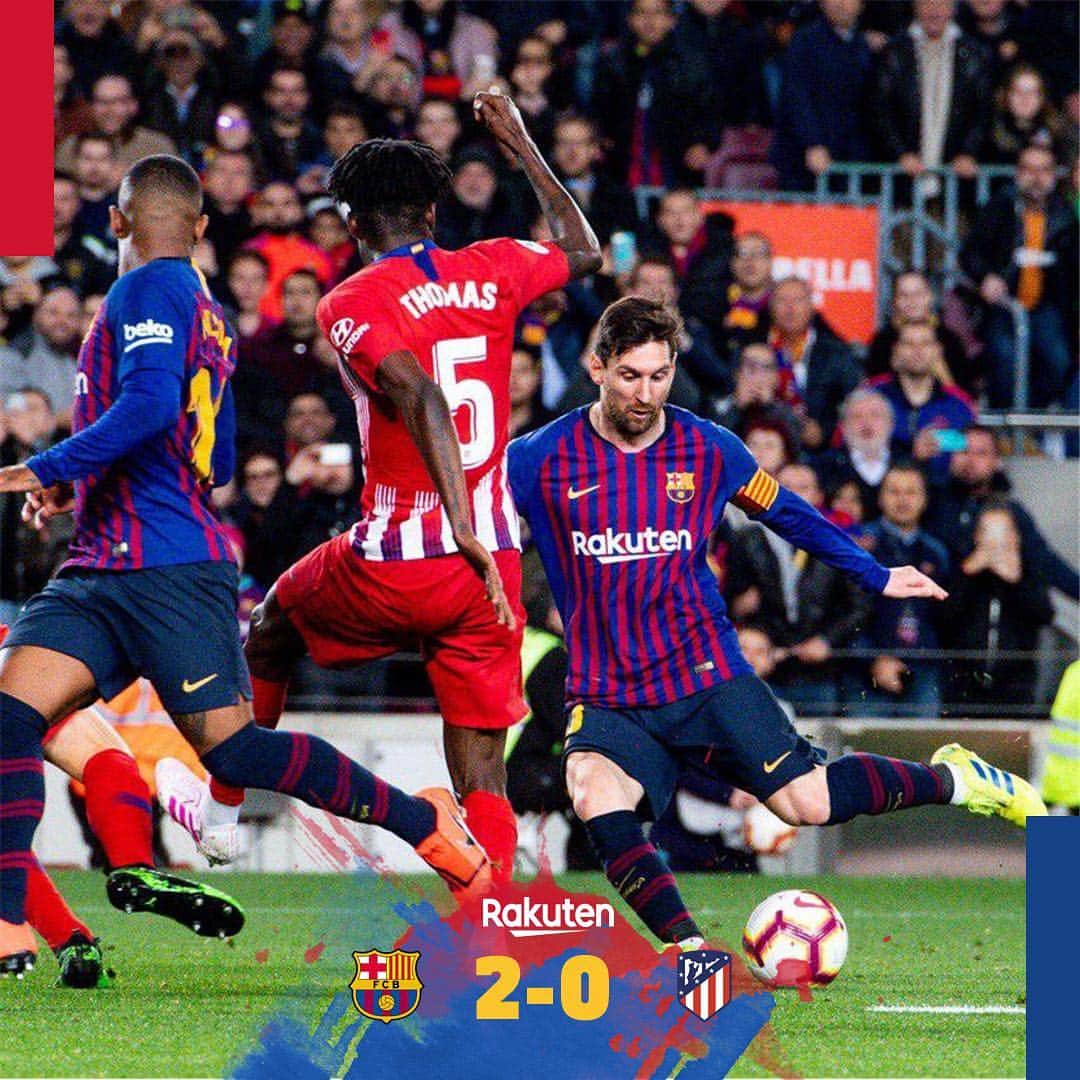 FCバルセロナさんのインスタグラム写真 - (FCバルセロナInstagram)「YESSS! 🔵🔴 🏁 Barça 2-0 Atlético ⚽️ Suárez, Messi #WeColorFootball」4月7日 5時51分 - fcbarcelona