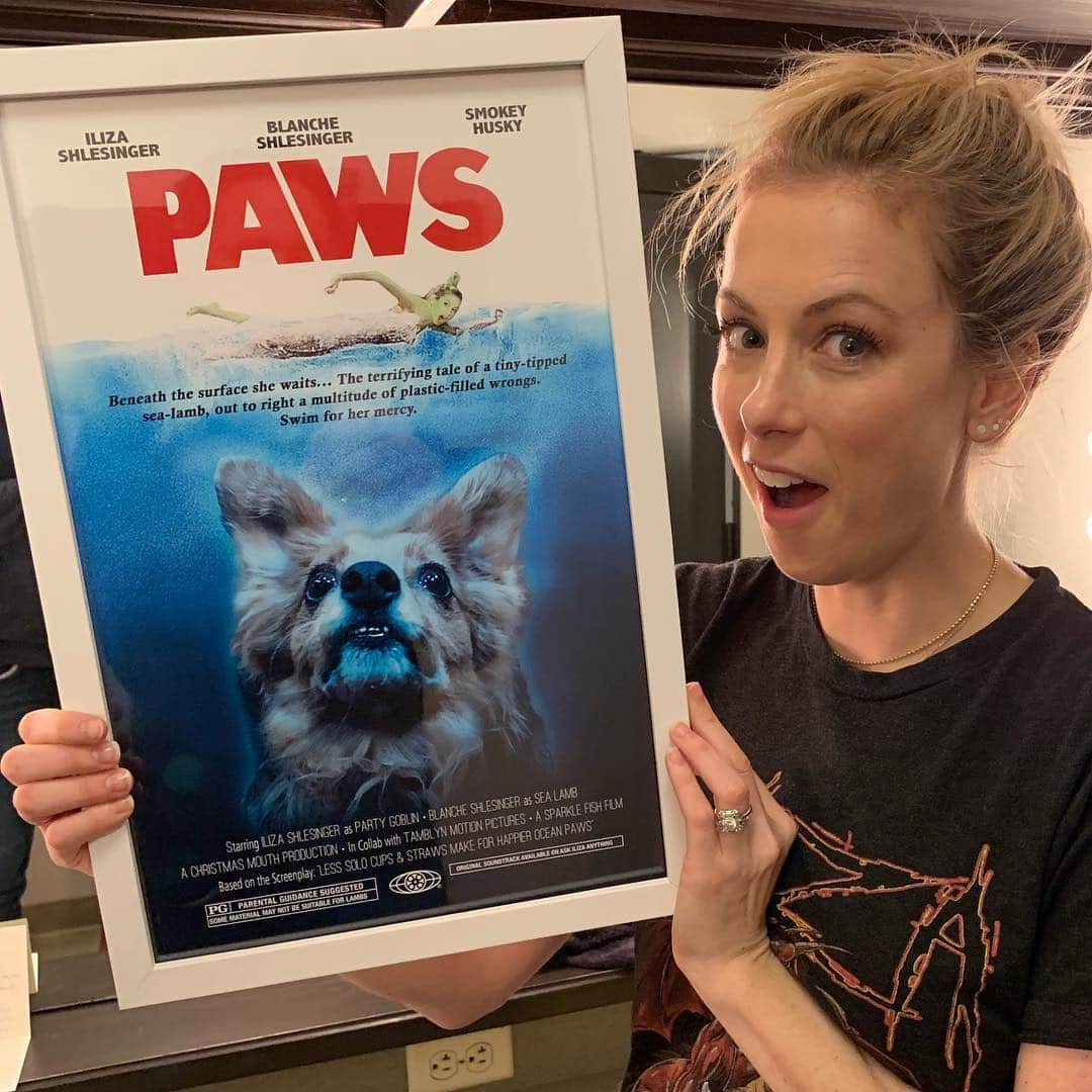 イリザ・シュレシンガーさんのインスタグラム写真 - (イリザ・シュレシンガーInstagram)「NOW IS THE TIME TO ZOOM IN! Wow @samaracwright - this PAWS poster is so detailed, so well done and so so funny. You are an incredibly talented graphic artist! SWIM FOR HER MERCY! A SEA LAMB!🤣 This poster is immediately going up in our home, thank you for this.」4月7日 15時10分 - ilizas