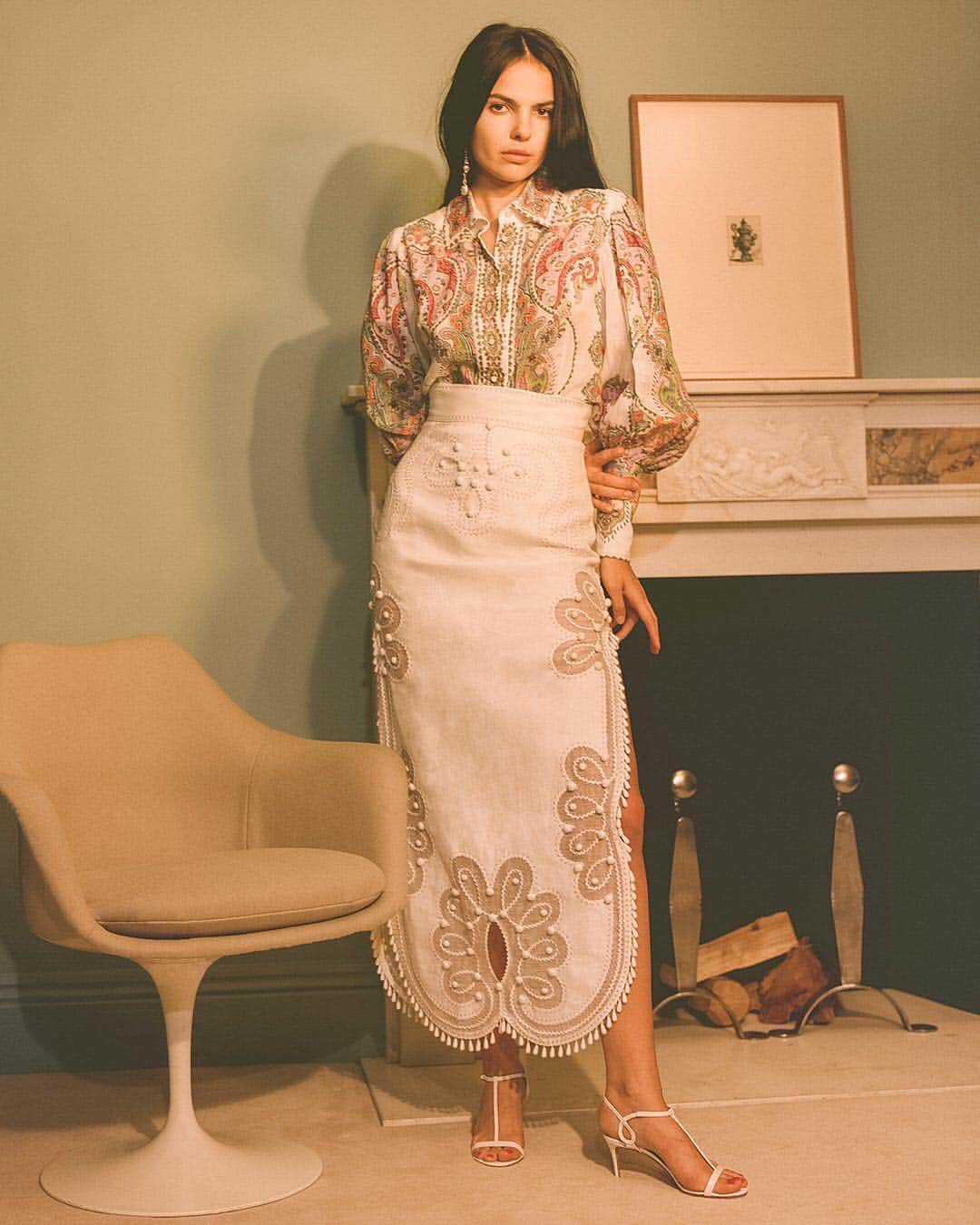 MATCHESFASHION.COMさんのインスタグラム写真 - (MATCHESFASHION.COMInstagram)「Ornate embellishments, paisley prints and scallop detailing, shop @zimmermann's latest collection – as seen on @doina – at the link in bio. 📸 @philltaylormade」4月7日 15時37分 - matches