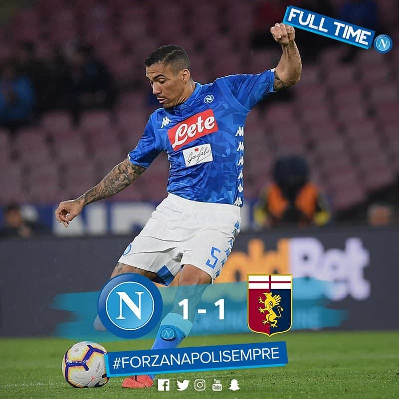 SSCナポリさんのインスタグラム写真 - (SSCナポリInstagram)「‪📌 Partita finita‬ ‪⚽️ #NapoliGenoa 1-1‬ 34’ Mertens, 45’ Lazovic ‪🇮🇹 @SerieA ‬ ‪💙 #ForzaNapoliSempre‬」4月8日 5時27分 - officialsscnapoli