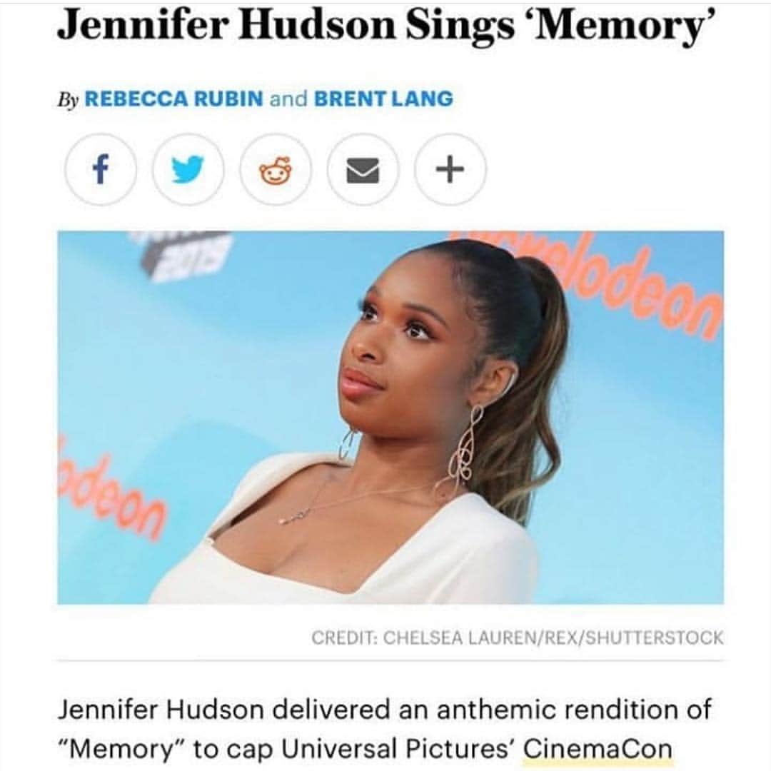 ジェニファー・ハドソンのインスタグラム：「So On this very day last year April 7, 2018 was when I first met with #Tomhooper the director of “cats” !  in celebration,  I want to share my Journey to @cinemacon where I sang memory for the first time ! Today’s a special day guys .... the start of Grizzebella  journey and in the words of Grizzebella  a new day has begun ! @catsmovie out December 2019」
