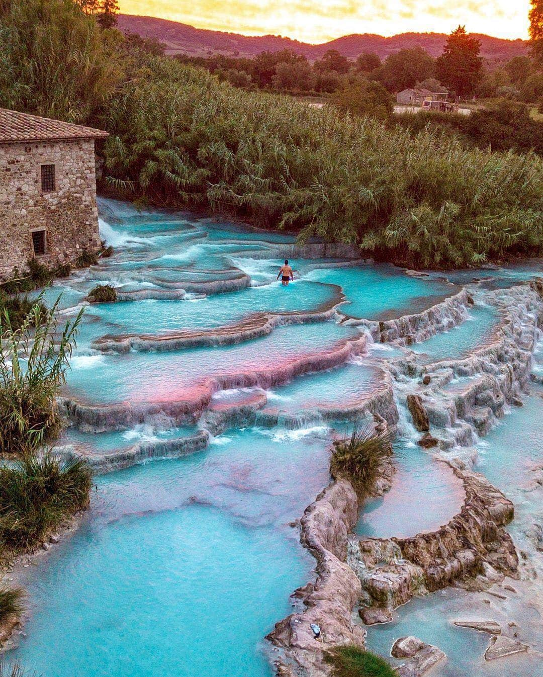 BEAUTIFUL DESTINATIONSさんのインスタグラム写真 - (BEAUTIFUL DESTINATIONSInstagram)「Just dreaming of greeting the day from The Terme di Saturnia natural hot springs in the rolling Tuscan countryside. Meet us here, won't you? (📷: @sennarelax 📍: Terme di Saturnia, Manciano)」4月7日 22時05分 - beautifuldestinations