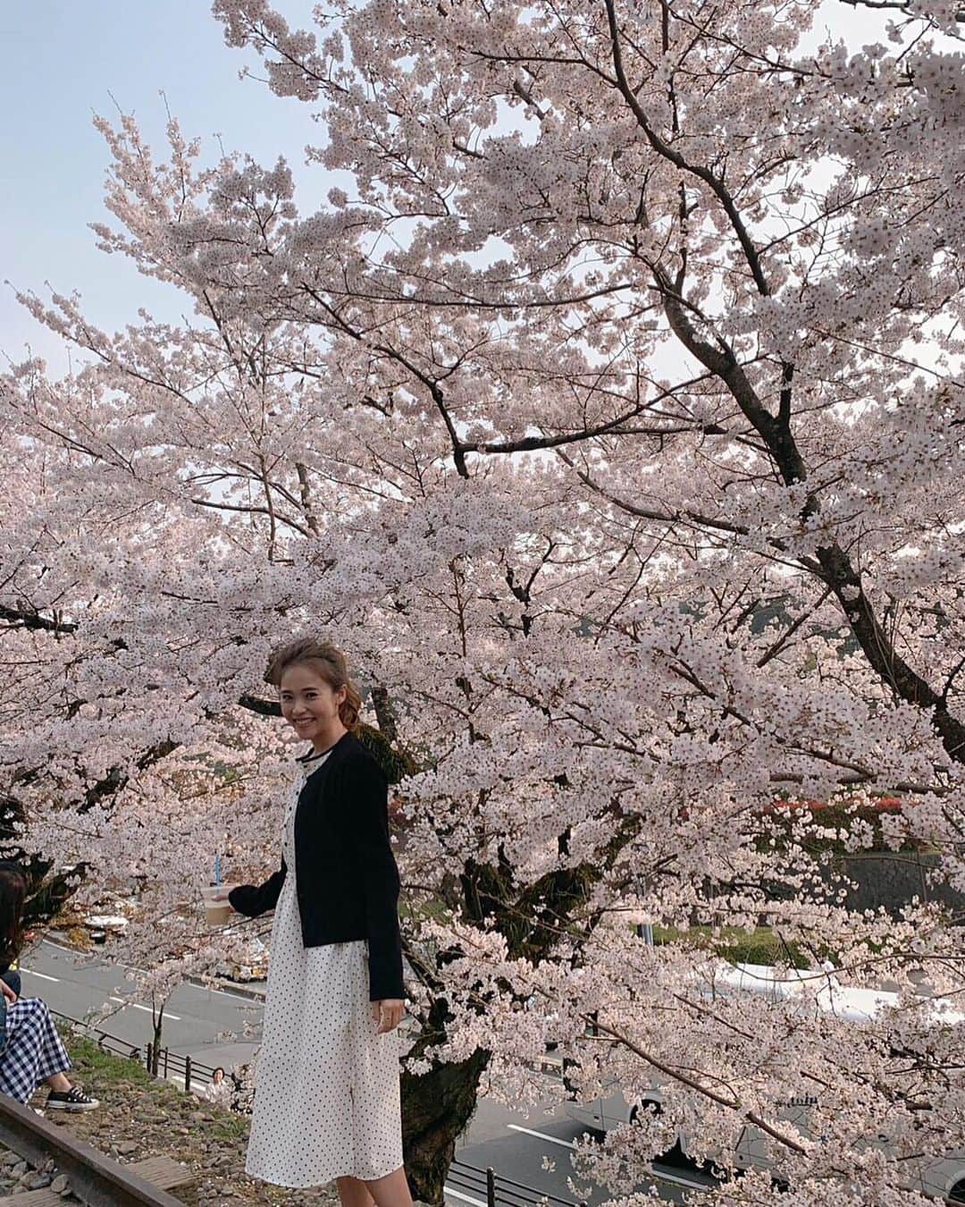 Risako Yamamotoさんのインスタグラム写真 - (Risako YamamotoInstagram)「桜満開だった今週末🌸 こんな最高のタイミングの京都でのお花見は初めてでした🌸😍🌸 ・ ・ 笑いの神さまが舞い降りて4人の思い出記念日♡笑😇 楽しすぎる1日をありがとう🌸🌸🌸 ブルーボトルのラテを握りしめて💙☕️📸 ・ ・ OP/// #rosymonster CARDIGAN/// #ronherman BAG/// #jilsander ・ ・ #お花見 #蹴上 #蹴上インクライン #桜 #ブルーボトルコーヒー京都 #bluebottlecoffee #ブルーボトルコーヒー #ootd #coordinate #fashion #polkadot #cherryblossom #sakura #kyoto #京都 #weekend」4月7日 22時44分 - risako_yamamoto