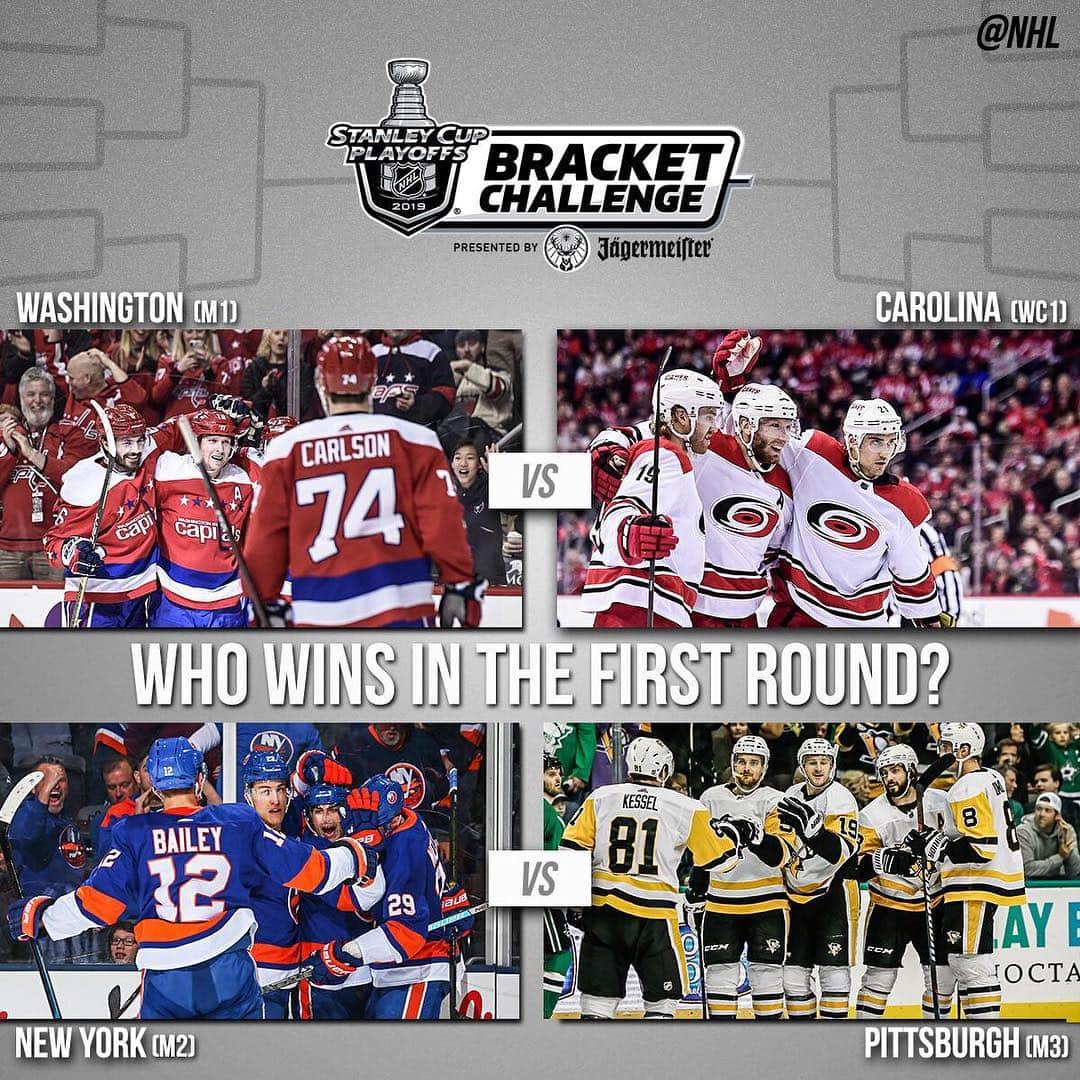 NHLさんのインスタグラム写真 - (NHLInstagram)「A lot of offense in this First Round bracket. Who will make it out?  Make your picks in the 2019 #NHLBracket Challenge presented by @jagermeisterusa via the link in our bio.」4月8日 6時01分 - nhl