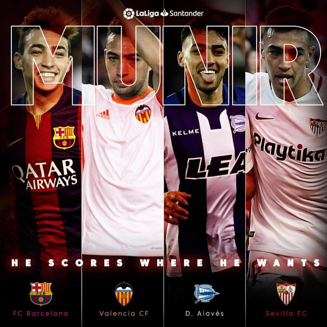 LFPさんのインスタグラム写真 - (LFPInstagram)「@fcbarcelona ✅⚽️ @valenciacf ✅⚽️ @deportivoalaves ✅⚽️ @sevillafc ✅⚽️ • @munirhaddadi has scored in every team he has played for in LaLiga Santander! 🔥 • #Munir #SevillaFC #Barça #Valencia #Alaves #LaLigaSantander #LaLiga」4月8日 2時25分 - laliga