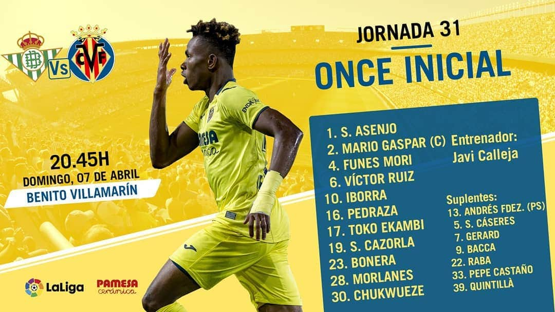 ビジャレアルCFさんのインスタグラム写真 - (ビジャレアルCFInstagram)「#RealBetisVillarreal | ¿Preparados? Este es el '11' del #Villarreal ante el @realbetisbalompie. 💪 #Endavant . #RealBetisVillarreal | Ready? Here is the #Villarreal starting XI to face @realbetisbalompie. 💪 #Endavant」4月8日 2時41分 - villarrealcf