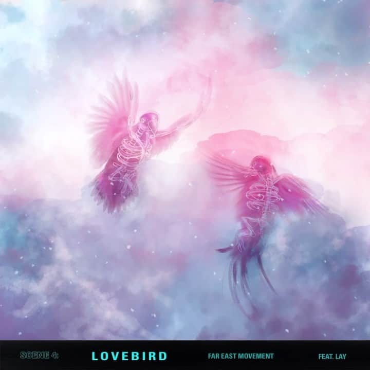 Far East Movementのインスタグラム：「we stayed up all night in the studio groovin to this one during the recording session. New collaboration with @zyxzjs titled “lovebird” from our China musical project is out today on Netease and globally on all platforms from our label @transparentfeed . a spin on the classic Spin Doctors melody 👍💙. Big thx to the team that worked on this @transparentfeed @itstherascals @dopebyaccident @imjvzel @starchildyeezo @cash_passion 🙏 artwork by @upthere91」