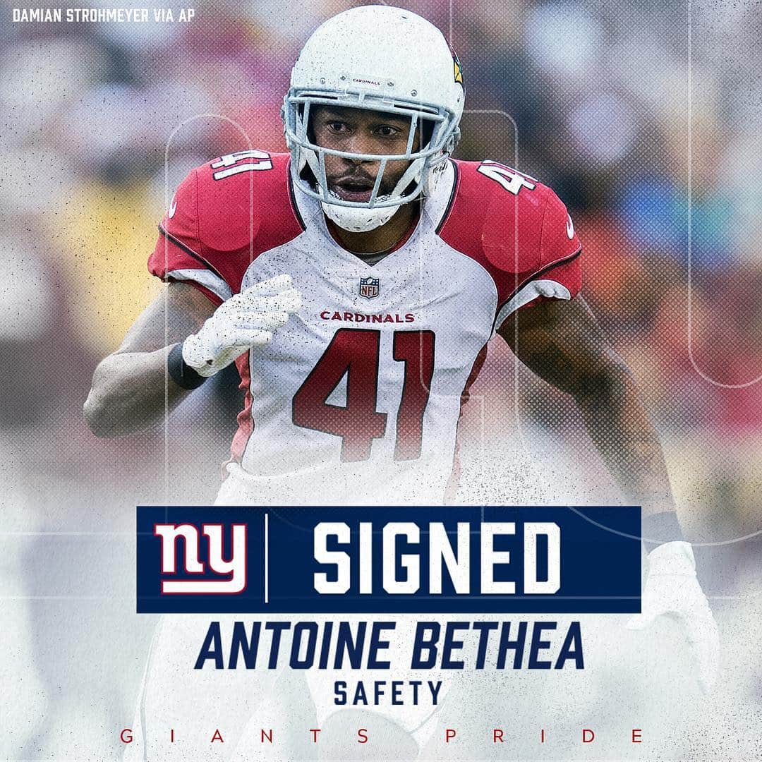 New York Giantsさんのインスタグラム写真 - (New York GiantsInstagram)「Official: The #NYGiants have signed safety Antoine Bethea.」3月15日 4時50分 - nygiants