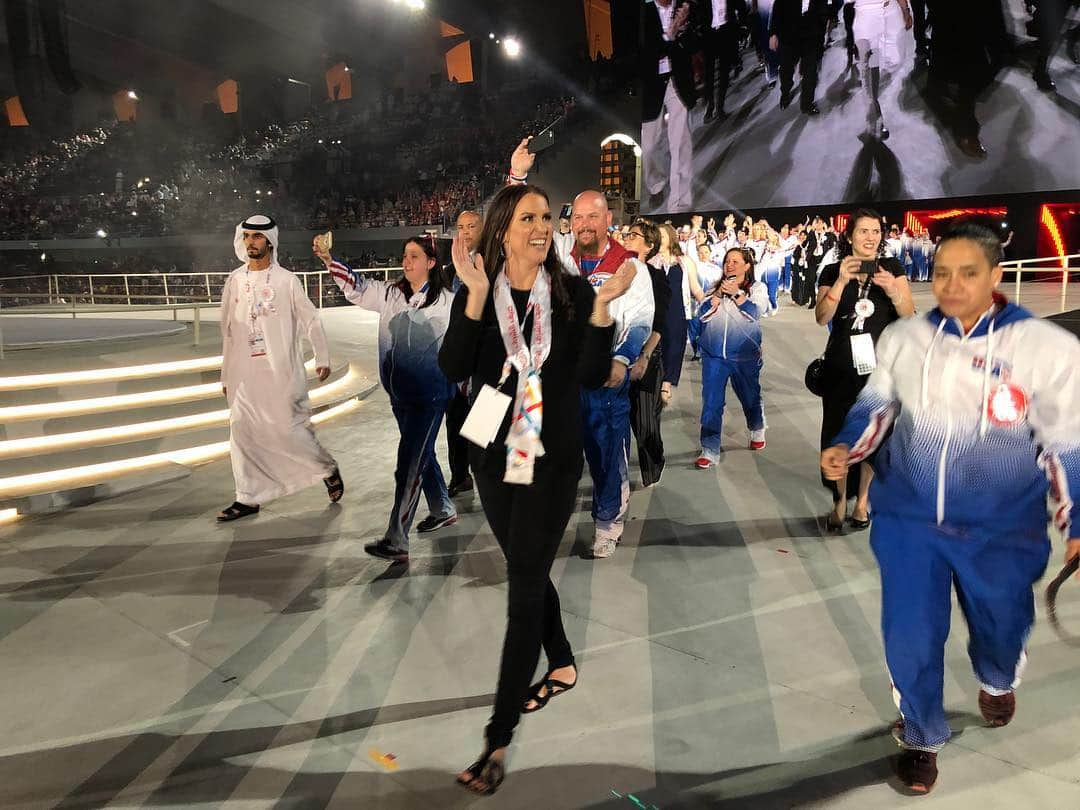 WWEさんのインスタグラム写真 - (WWEInstagram)「@stephaniemcmahon & @finnbalor had a blast at tonight’s @worldgamesad Opening Ceremonies in Abu Dhabi! #BeUnified」3月15日 4時59分 - wwe