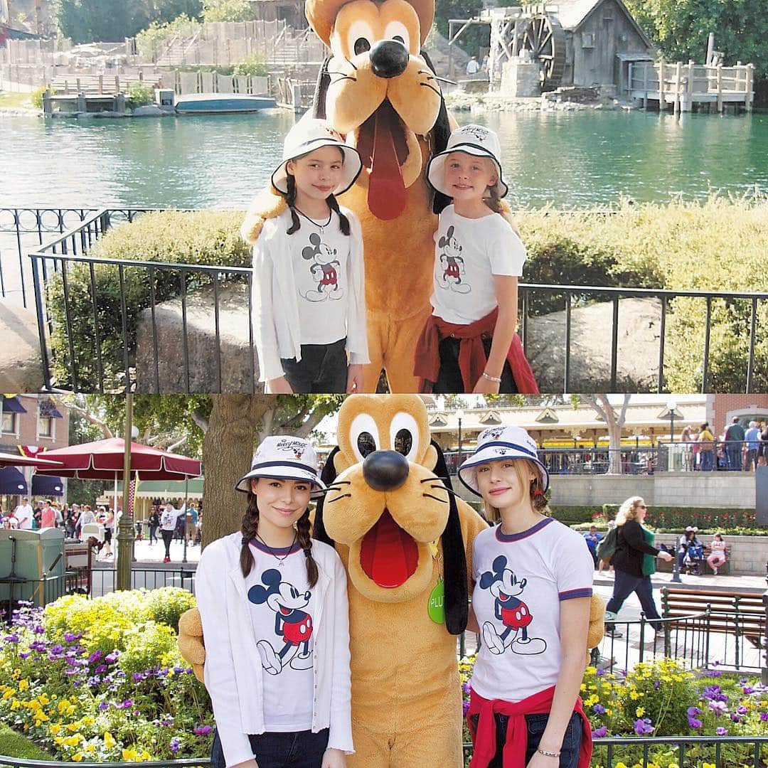 ミランダ・コスグローヴのインスタグラム：「Recreated a pic with @hayleyerin13 at Disneyland. The original picture is from 17 years ago! Trying to bring the bucket hat back 🤣」