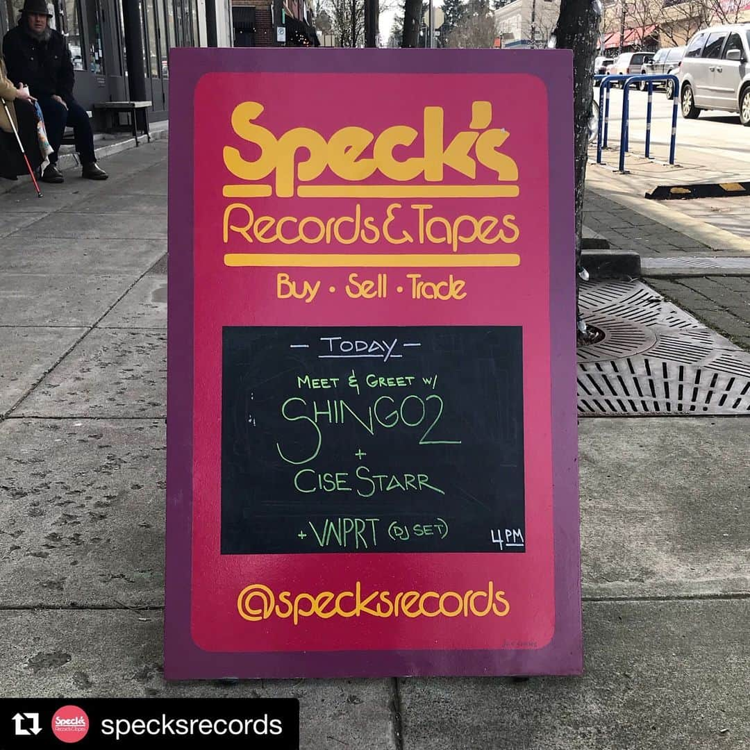 Shing02さんのインスタグラム写真 - (Shing02Instagram)「*UPDATE our train is experiencing a delay and I'll try to be there around 5pm  #Portland @dougfirlounge tonight and this! #Repost @specksrecords ・・・ Today, come to Speck’s from 5-6pm for a meet and greet with @shing02gram and @cisestarr (of @thecyne), plus a special DJ set provided by @vnprt 💥」3月15日 5時32分 - shing02gram