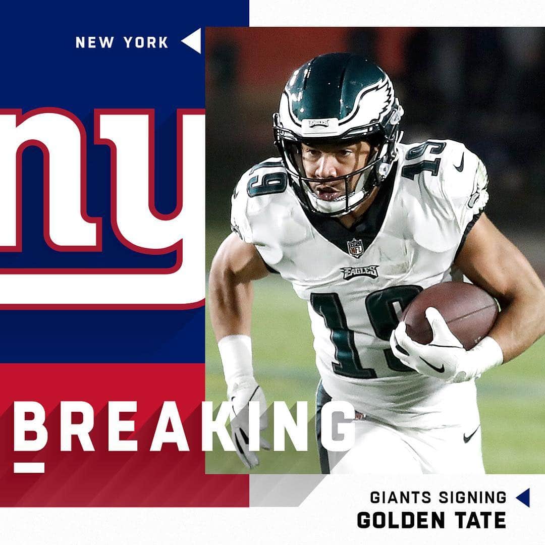 NFLさんのインスタグラム写真 - (NFLInstagram)「WR Golden Tate (@showtimetate) has agreed to terms on a 4-year, $37.5M deal ($23M guaranteed) with the @nygiants. 📷: Kevin Terrell/AP」3月15日 5時46分 - nfl