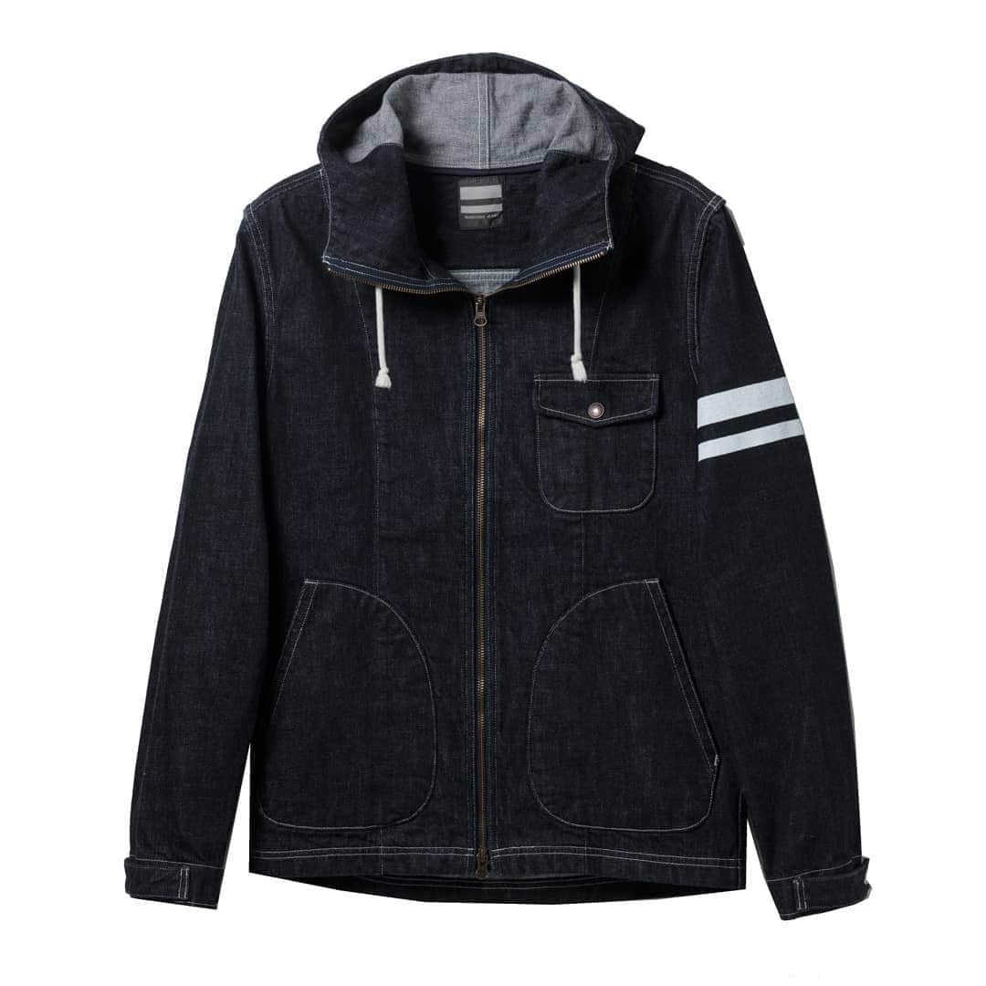 momotarojeansのインスタグラム：「03-120 GTB denim hoodie  #kojima #kurashiki #okayama #jeans #denim #denimday #denimporn #denimhead #selvedge #selvage #selvedgedenim #selvedgeforum #denimevolution #selvedgemurah #unionspecial #goingtobattle #madeinjapan #japanesedenim #fading #naturalfading #madebyhand #madeinjapan #jeanslife #vintagejeans #fade #selvedge #mensweardaily」