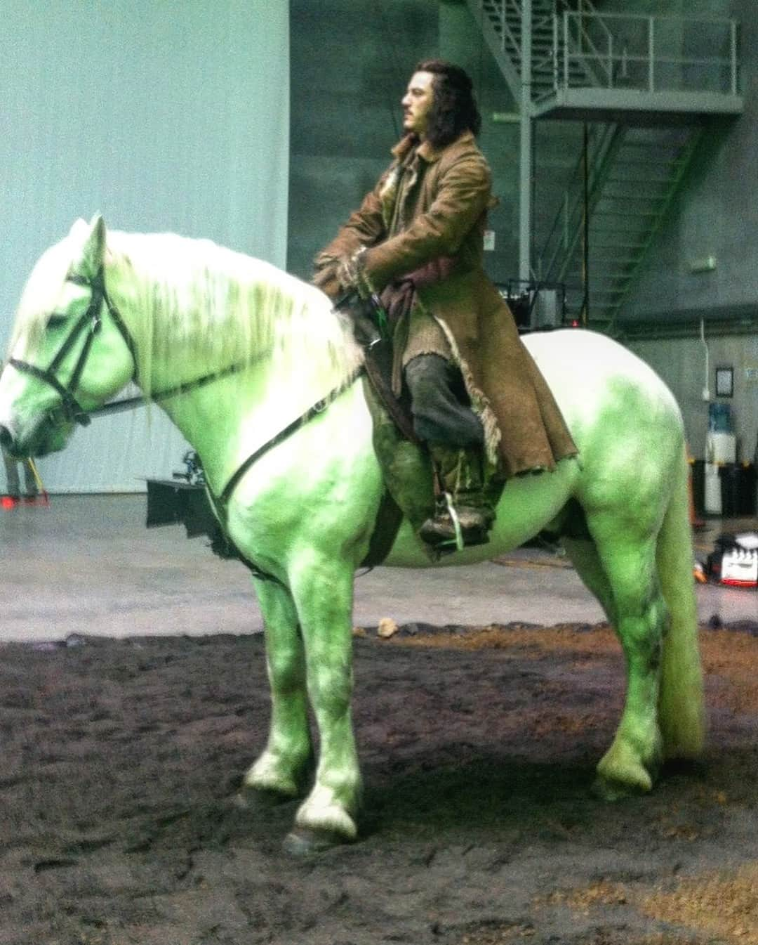 ルーク・エヴァンズさんのインスタグラム写真 - (ルーク・エヴァンズInstagram)「#tbt Bard the Bowman on his steed  looking very green because of the insane amount of green screen surrounding us. And then, me and the same beautiful animal enjoying the New Zealand countryside #hobbit」3月15日 8時03分 - thereallukeevans