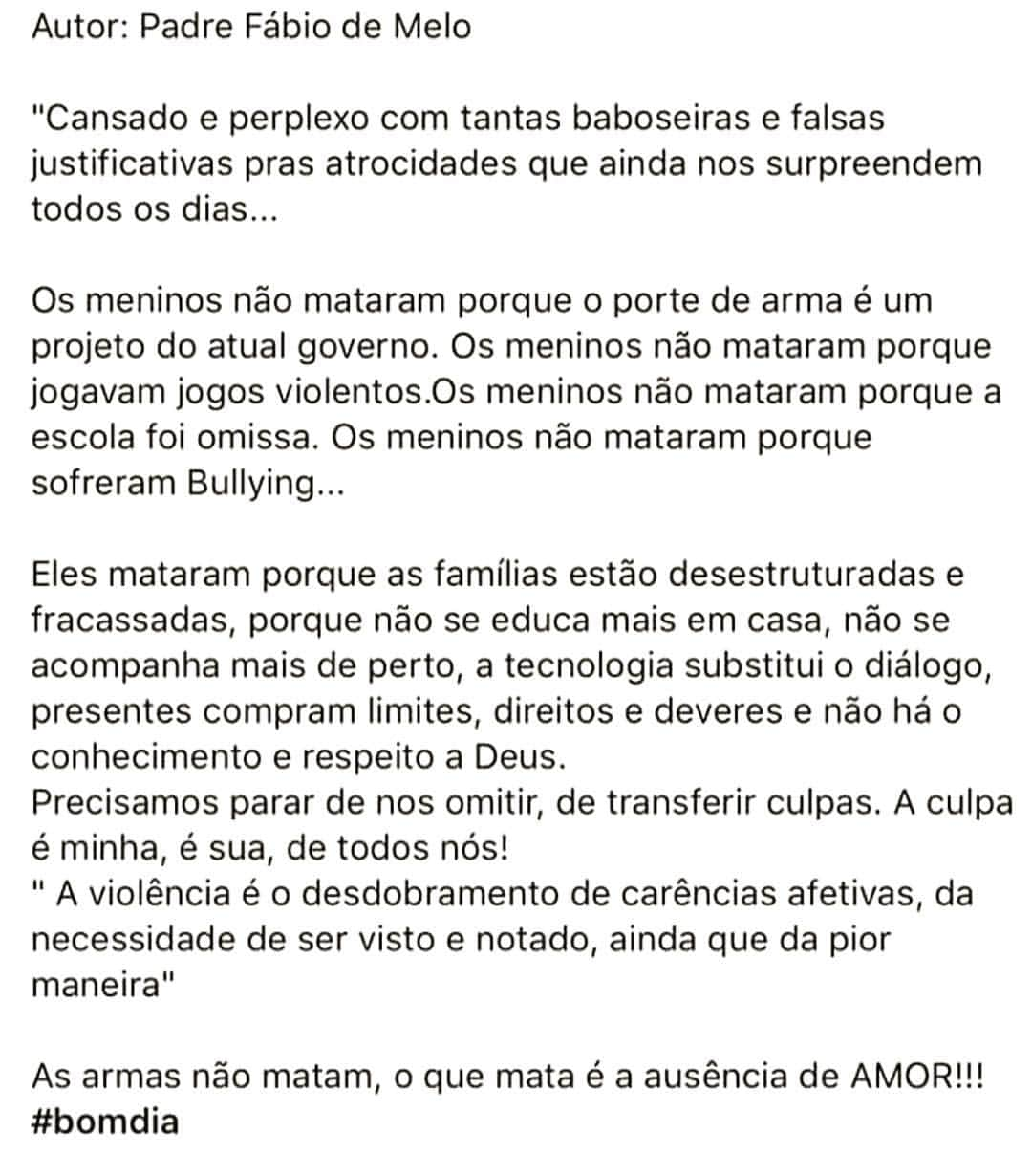 ウィリアム・アルジョナさんのインスタグラム写真 - (ウィリアム・アルジョナInstagram)「Que texto!! (O TEXO NÃO É DO PADRE FÁBIO DE MELO)(mas achei muito interessante e eu assino). conseguiu expressar da melhor maneira possível o atual momento da sociedade. Compartilho da mesma opinião. Sem família, sem amor, não existe futuro. #familia #valores #deveres #educacao #comprometimento #legado #missão #Deus NÃO SE APEGUEM AO AUTOR DO TEXTO, E SIM AO SEU CONTEÚDO!! REFLITAM!」3月15日 21時05分 - william_elmago_arjona