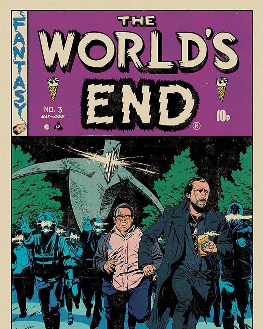 のインスタグラム：「Why yes, this is yet another @mondonews poster by Johnny Dombrowski that is totally amazing. Part of an amazing Cornetto Trilogy set. Love it.」