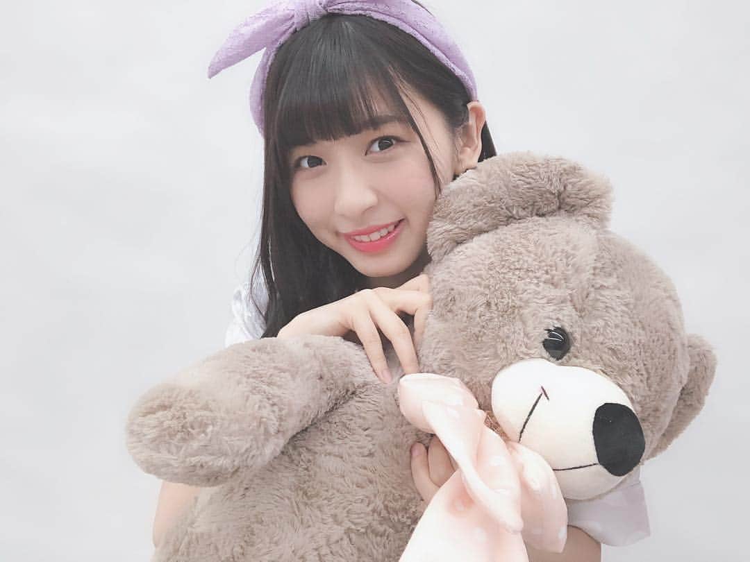 のインスタグラム：「. . . アイアさんの撮影しました🧸 . . #栄光のラビリンス たくさん遊んで強化してください♡ . . Twitterにも違う写真載せてるよ☺️ . . #くまのぬいぐるみ  #hkt48  #堺萌香」