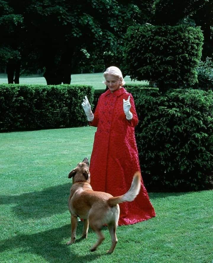 のインスタグラム：「C. Z. Guest and her dog Tiger at her Long Island Home. Shot by François Halard.」
