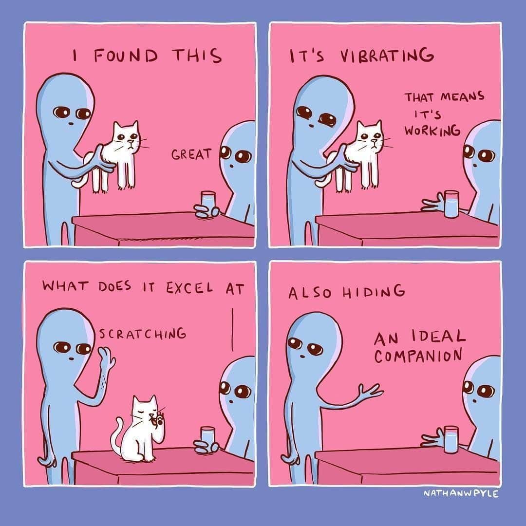 Aww Clubさんのインスタグラム写真 - (Aww ClubInstagram)「The most accurate description for cats⠀ ⠀ ✍🏼@nathanwpylestrangeplanet⠀ ⠀ Submit us your meowdorable artwork and comics by tagging #9gagmeowdle to get featured on @meowed, @doodles or even @9gag. For March, we will share a bunch of cat arts with you all hoomans! ⠀ ⠀ #meowed #doodles #9gagmeowdle #nathanwpylestrangeplanet #catcomic #meowedcomic」3月15日 22時00分 - meowed