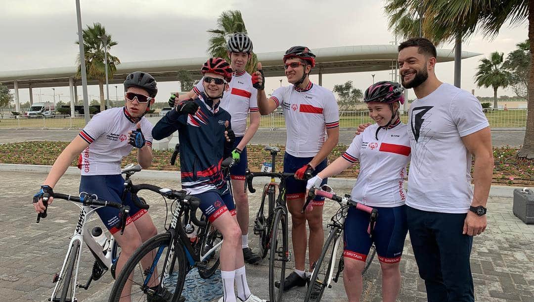 WWEさんのインスタグラム写真 - (WWEInstagram)「This morning, @finnbalor stopped by Yas Marina Circuit where @worldgamesad athletes were getting ready for today’s cycling competition! #BeUnified」3月15日 15時38分 - wwe