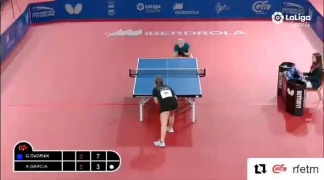 ガリア・ドボラクのインスタグラム：「When you are slower than a granny but good at guessing where the ball goes 😅 #tabletennis @rfetm @laligasports @butterflyttofficial」