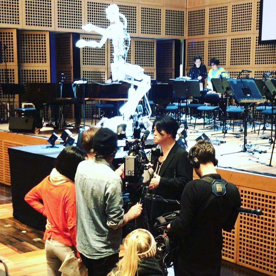 渋谷慶一郎のインスタグラム：「In Düsseldorf I got a lot of coverage, such as TV, radio and newspapers etc... たくさん取材受けてあごと口が疲れました。」