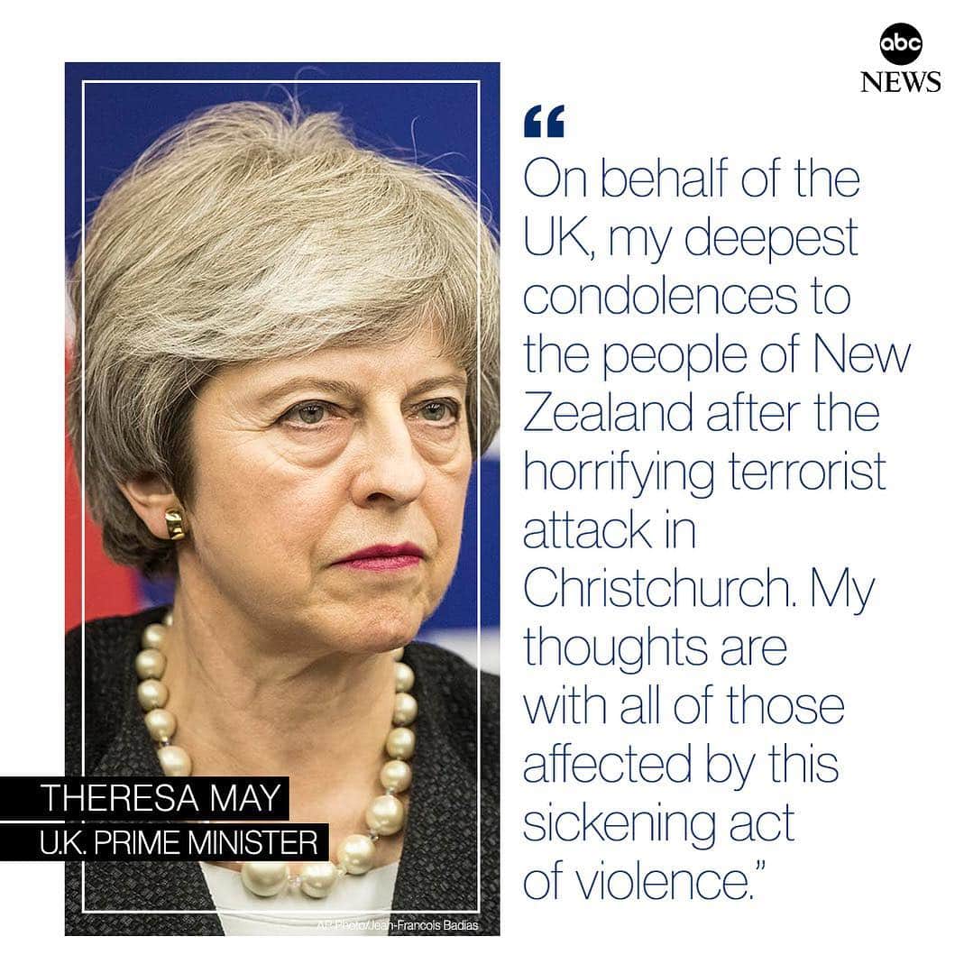 ABC Newsさんのインスタグラム写真 - (ABC NewsInstagram)「"My thoughts are with all of those affected by this sickening act of violence": U.K. Prime Minister Theresa May sends her "deepest condolences to the people of New Zealand" after deadly coordinated terrorist shootings leave 49 people dead. #newzealand #terrorism #theresamay」3月15日 19時30分 - abcnews