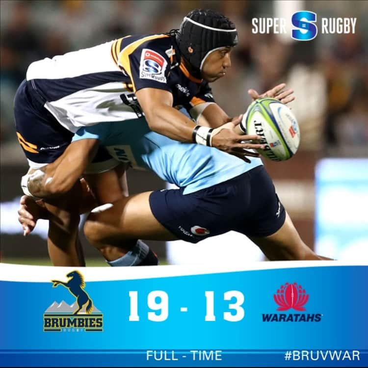 Super Rugbyさんのインスタグラム写真 - (Super RugbyInstagram)「FULL TIME: The Brumbies hold on in Canberra. #BRUvWAR #SuperRugby」3月15日 19時39分 - superrugby