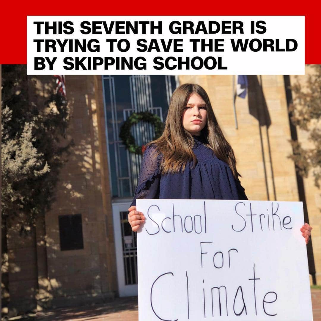 CNNさんのインスタグラム写真 - (CNNInstagram)「Twelve-year-old Haven Coleman is out to save the world 🌎 Inspired by 16-year-old Swedish activist Greta Thunberg and the school walkouts in Europe, the Denver native helped bring the #YouthClimateStrike movement to the US. Now, students in nearly 50 states — and 100 countries around the world — will skip school on Friday to demand action on climate change. Click the link in our bio to learn more about Haven. (📸: Haven Coleman)」3月15日 23時04分 - cnn