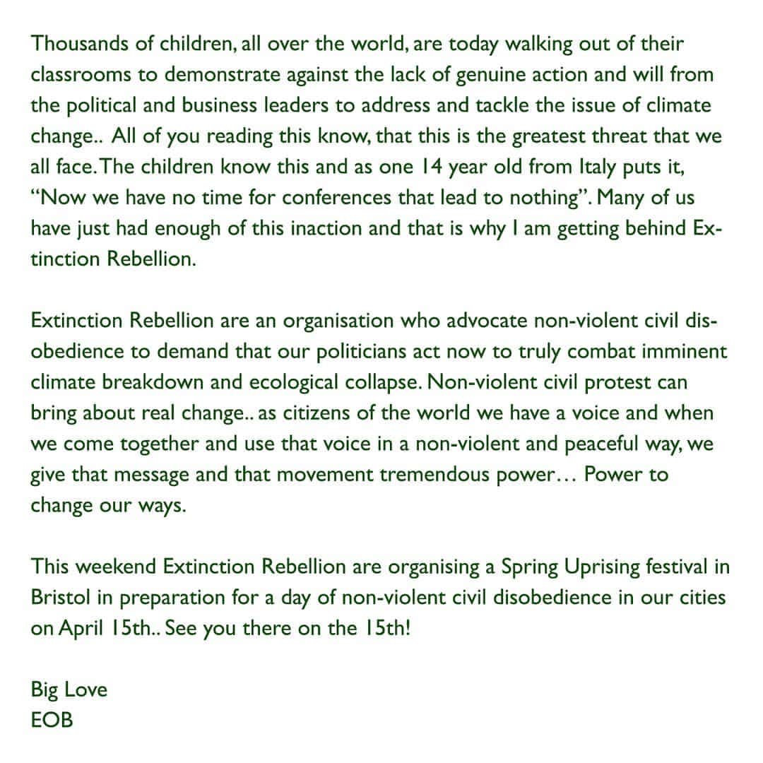 Radioheadさんのインスタグラム写真 - (RadioheadInstagram)「A message from Ed. @extinctionrebellion for more information about activities both this weekend and globally on 15th April.」3月16日 2時15分 - radiohead