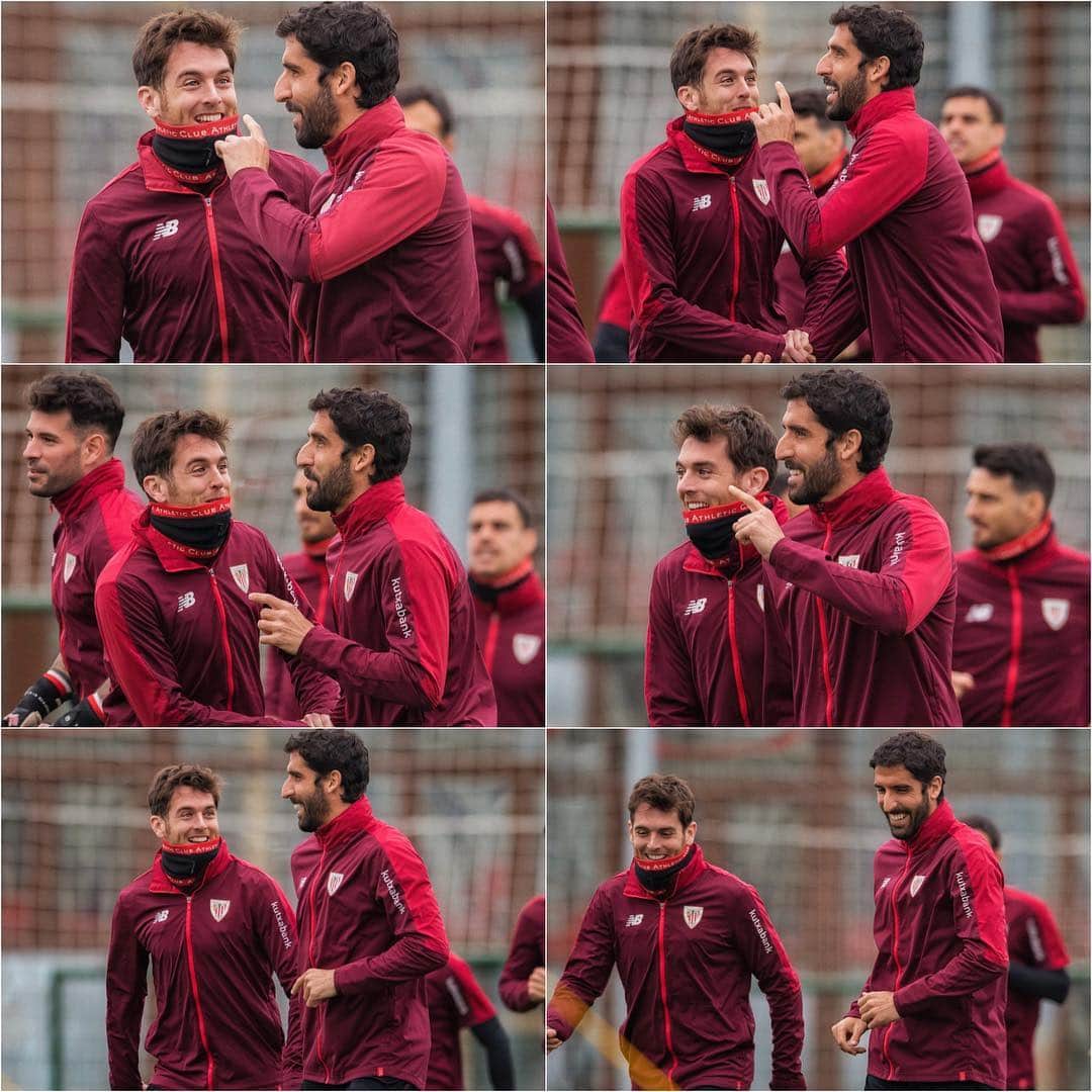 イバイ・ゴメスのインスタグラム：「Esta es la felicidad que transmite saber que sólo queda 1 día para volver a jugar @laliga en San Mamés 😀 ¿Verdad, Rulo? ¡Nos vemos mañana en La Catedral! 🙌🏼💪🏼 Aupa @athleticclub ! 🦁🔴⚪️ #goruntzbegira 🧗‍♂️」